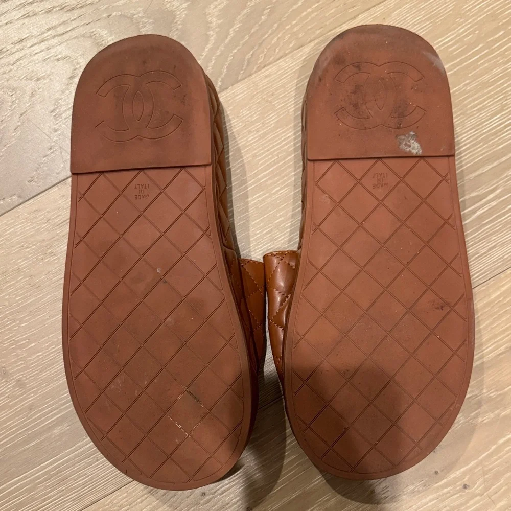 CHANEL Quilted Slide Sandals in Brown - Picture 3 of 3